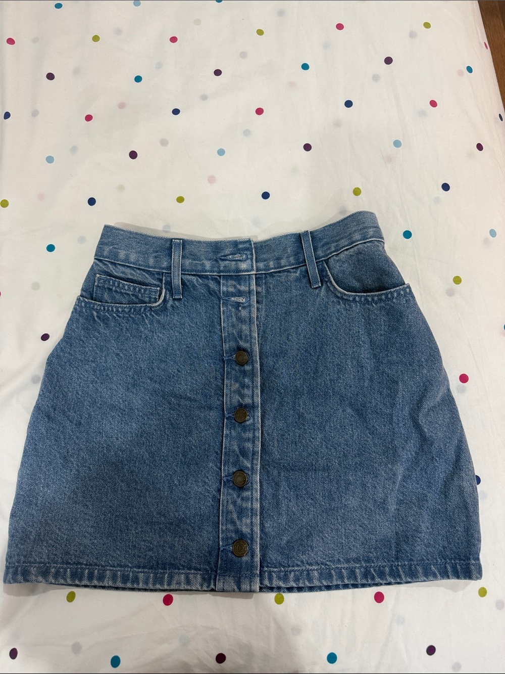 Aritzia Wilfred Free Blue Button-Front Denim Mini Skirt - XS